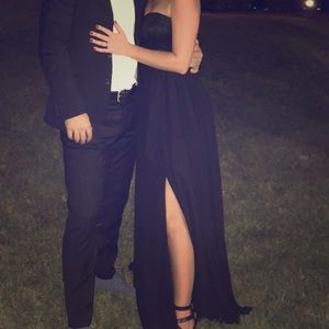 Black - lace top flow bottom - maxi dress